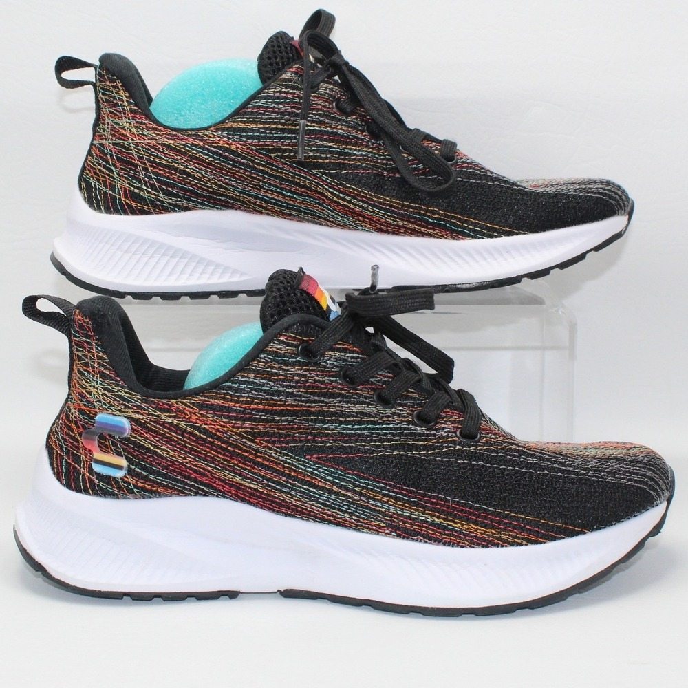 Charly 1059161 Multi Color‎ Knit Running Shoes Womens 7.5 Black Rainbow Sneakers